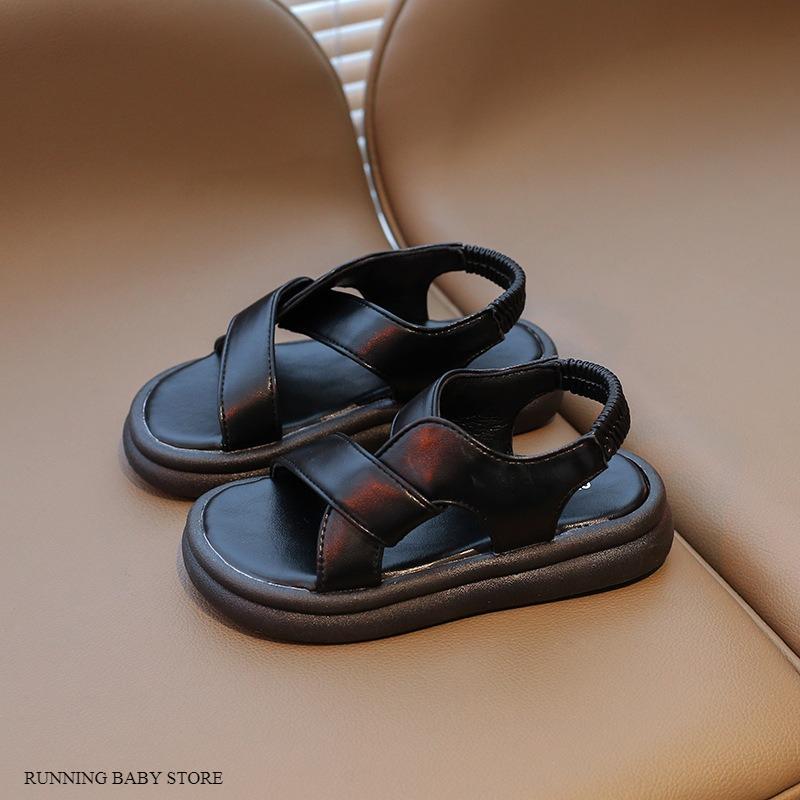 

Black khaki White Children Sandals Non Slip Soft Soles Shoes Wear-resistant Summer Outdoor Girls Fashion Platform Sandals I05236 26 чорний