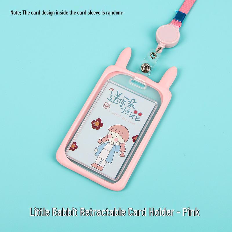 Creative Cartoon ID Card Holder with Lanyard - Cute, Transparent, and Waterproof for Students and Employees