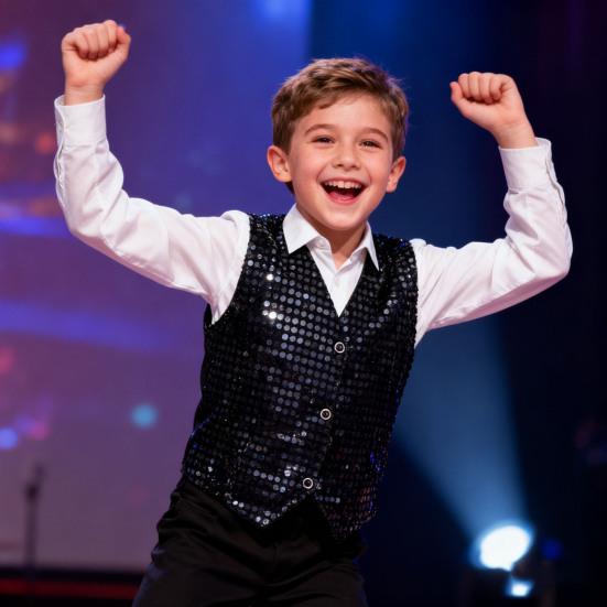 Children's Sequin Vest for Boys Stage Performance Costume Kids Hip-hop Jazz Dance Waistcoat Loose Fit Vest for Parties Performances