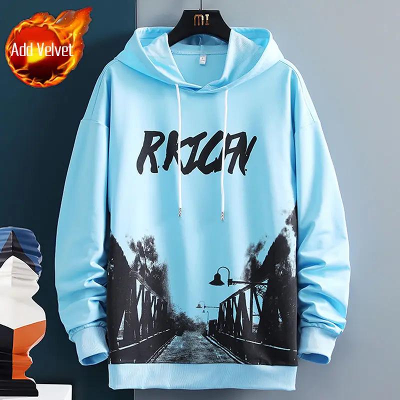 Sweatshirts for Man Hooded Anime White Men's Clothing Hip Hop Manga Hoodies Aesthetic Streetwear New In Pastel Color Cotton Emo