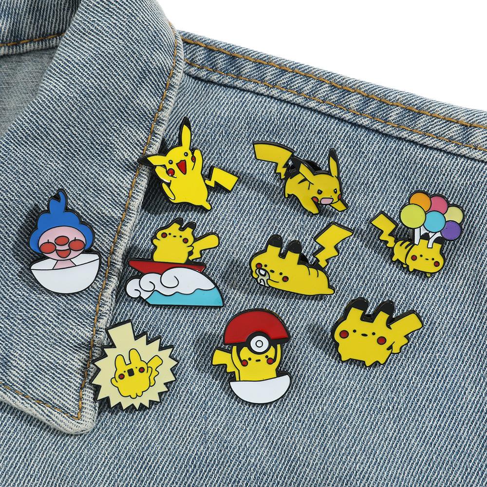 Funny Personality Creative Pikachu Brooch Pokémon Pokémon Pikachu Quilted Electric Alloy Dripping Oil Badge