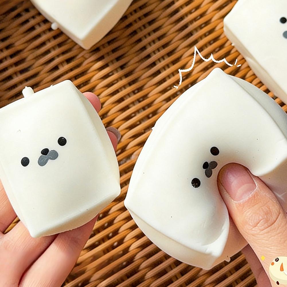 Cute Milk Cube Seal Toy Kawaii Soft Squeeze Stress Relief Fidget Toy Slow Rising Sensory Toy Kids Birthday Gift