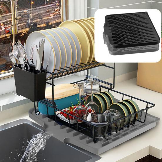 Yousheng Silicone Drain Mat Thick Dish Drying Mat with Drainage Heat-Resistant Non-Slip Bar Sink Drying Pad for Countertops