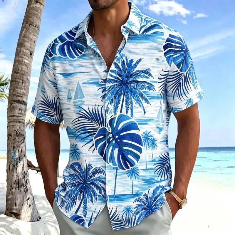 Hawaiianisches Tropenmuster Kurzarmhemd, Perfekt für Strandausflüge