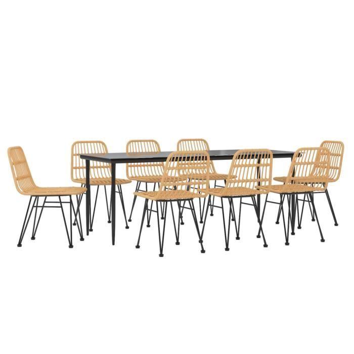3157879 vidaXL Ensemble à dîner de jardin 9 pcs Résine tressée