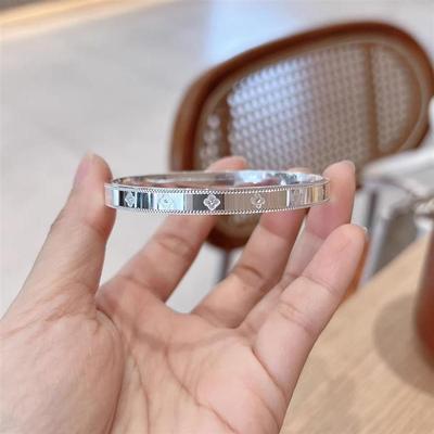 Women's 9999 Pure Silver Kaleidoscope Four-Leaf Clover Bangle - Stylish, Solid Sterling Silver Design