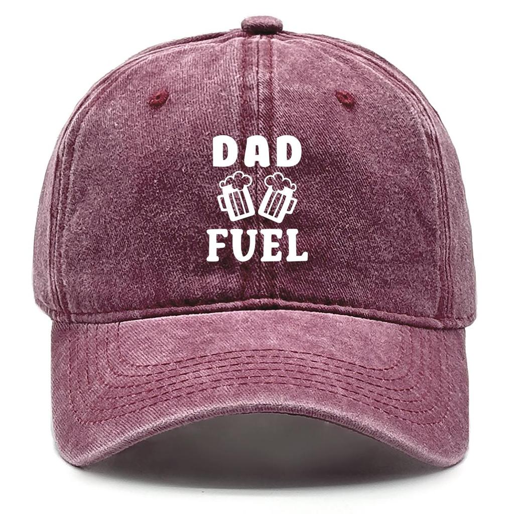 DAD FUEL" Print Snapback Baseball Cap, Father's Day Mesh Hat Raw Brim Trendy Fit Non-Stretch Fabric Adjustable Sun Hat