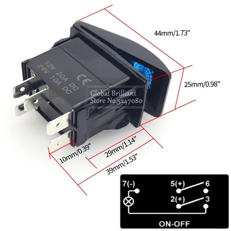 Auto Boot Wohnwagen Taster Momentary Wippschalter 12V Wasserdicht Dual Blau/Grün/Rot LED Lichtleiste Wippschalter Rückwärts Rückfahrlichtschalter