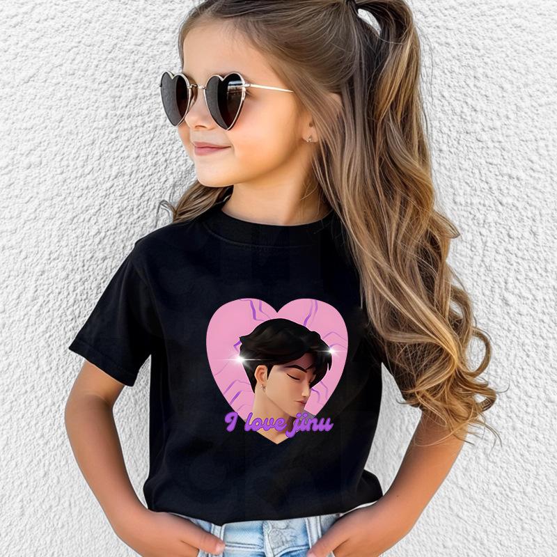 T-Shirts Girls Children's Women's Comfortable Cartoon Printed T-shirt Pure Cotton Short Sleeves Soft