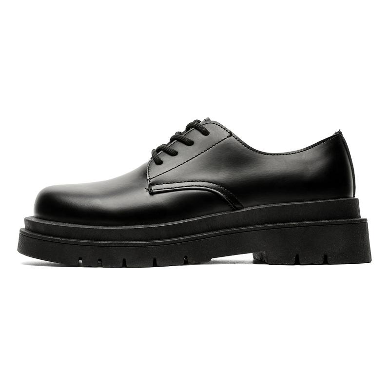 New men's black business casual big head leather shoes low-top thick-soled heightening men's shoes