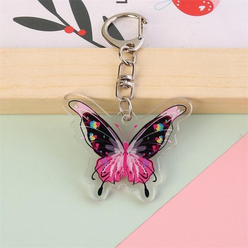 Plastic Butterfly Shaped Keychain Gift for Women Girl Keys Bags and Phones Charm Decorative Butterfly Key Rings