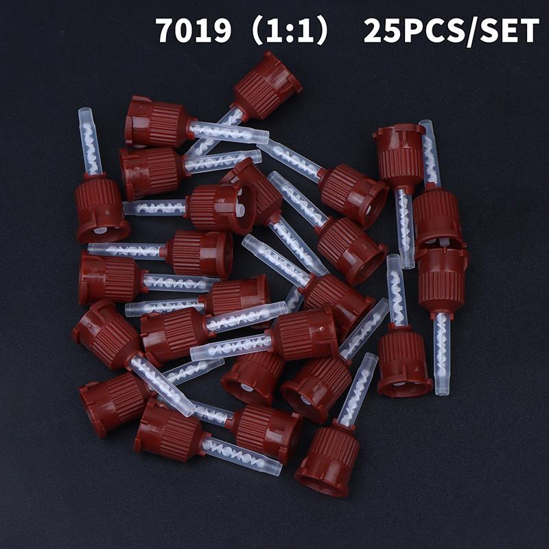 25Pcs Dental Disposable Mixing Tips Intra Oral Nozzle Smooth Glue Output For Silicone Resin Dental Clinic Restoration