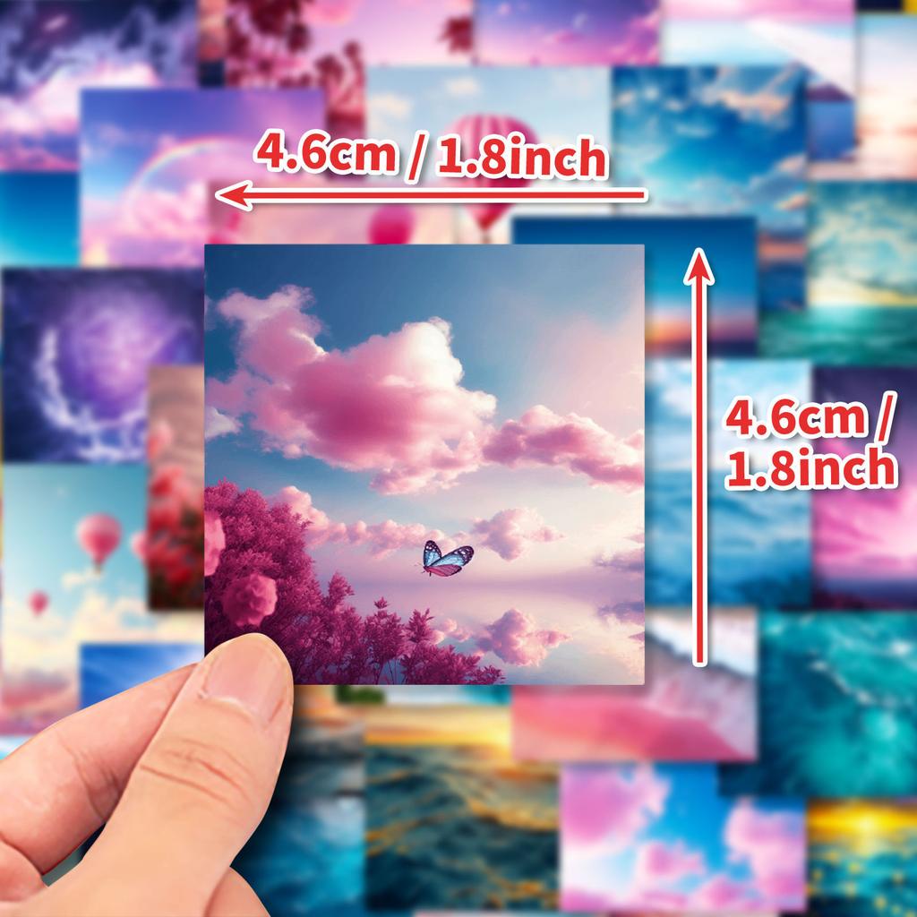 50 Stern Meer Aufkleber TEMU Neuprodukt Ins Wind Mädchen Herz Heilung Landschaft Aufkleber