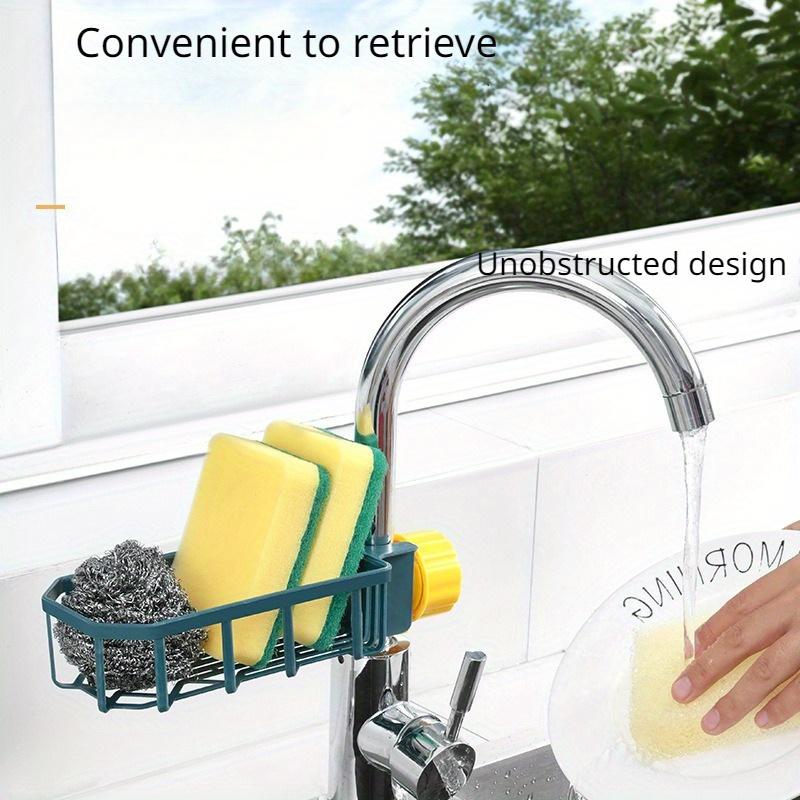 1 pc Lightweight faucet shelf - kitchen creative sink drain rack - non-perforated dishwashing rag sponge brush sink storage shel