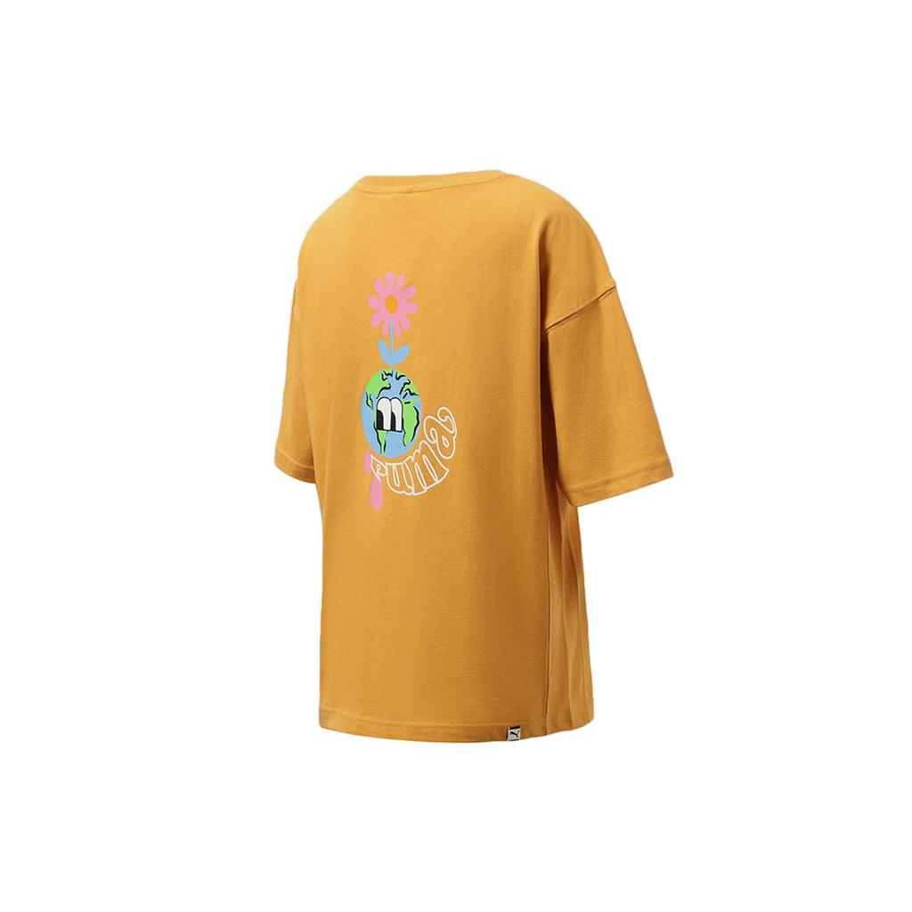 PUMA T Shirts Women's Yellow Crew Neck Moderate Straight Fit 533050-37