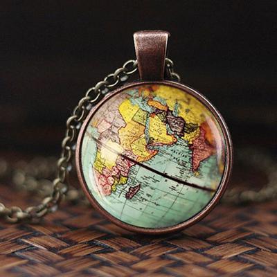 Globus Kuppel Halskette Erde Weltkarte Anhänger Glaskette Schmuck New York Karte handgemachte Halskette