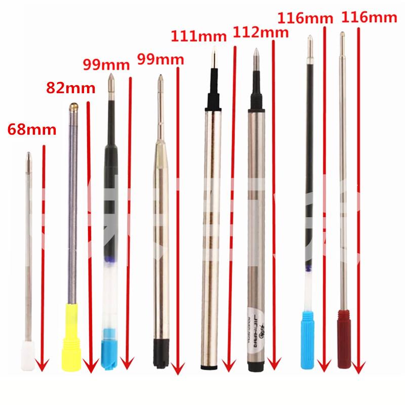 Assorted Metal Pen Refills: Ballpoint, Gel, and Water Pen Refills 116mm Blue (Transparent Barrel)