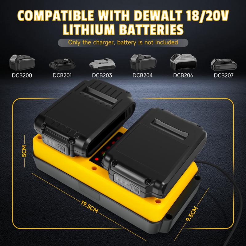 90W Fast Dual Charger Replacement for Dewalt 12V 14.4V 18V 20V Lithium-Ion Battery DCB206 DCB205 DCB204 DCB203 DCB120 Charger
