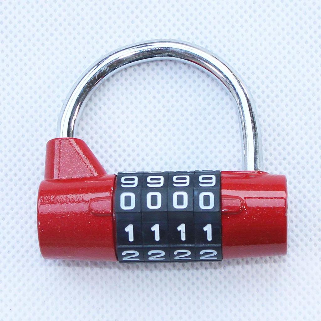U-Shaped Zinc Alloy 4-Digit Combination Padlock for Luggage, Gym, Office