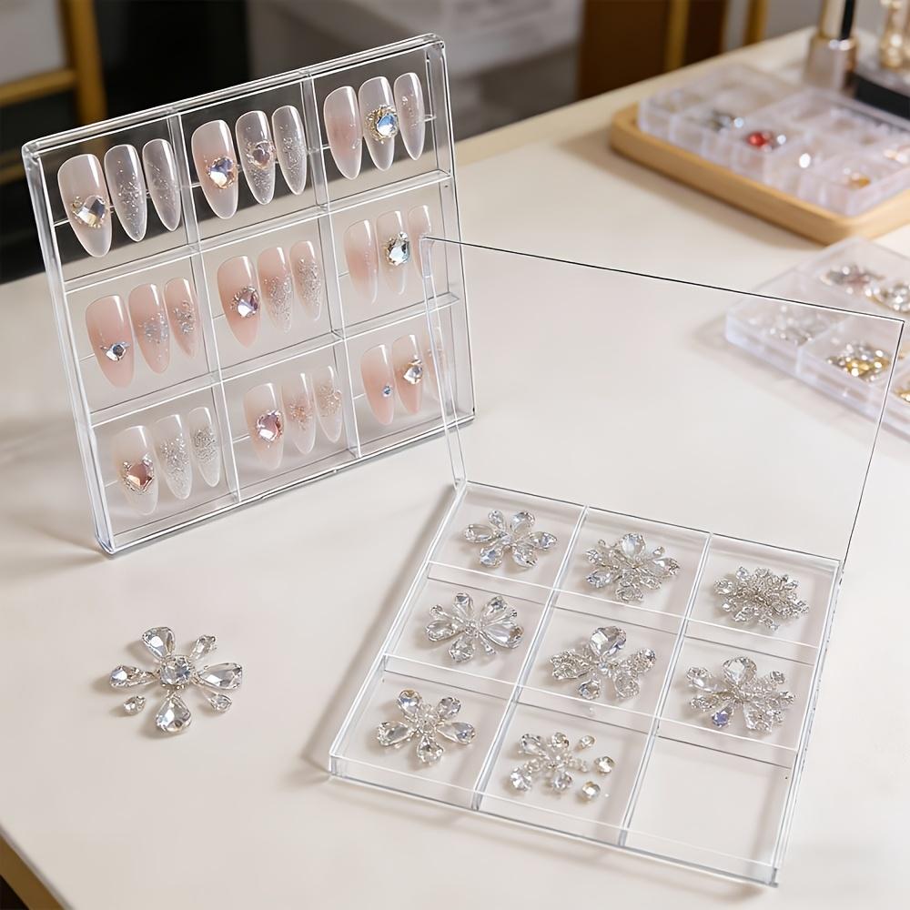 Transparent Essential Multi-Functional Nine-Grid Hair Accessory Storage Box with Lid, Transparent Compartment, Jewelry Boxes