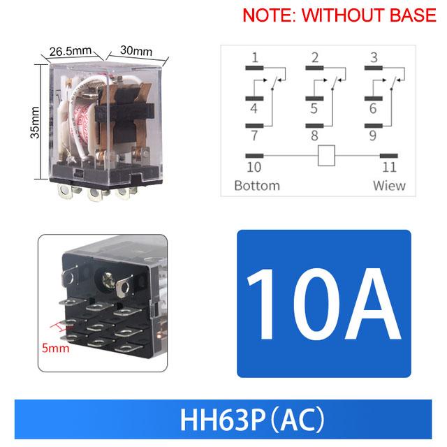 10 STÜCK Miniatur Steuerkleinrelais mit Sockelbasis AC 110V 220V DC 12V 24V HH52P HH53P HH54P HH62P HH63P HH64P