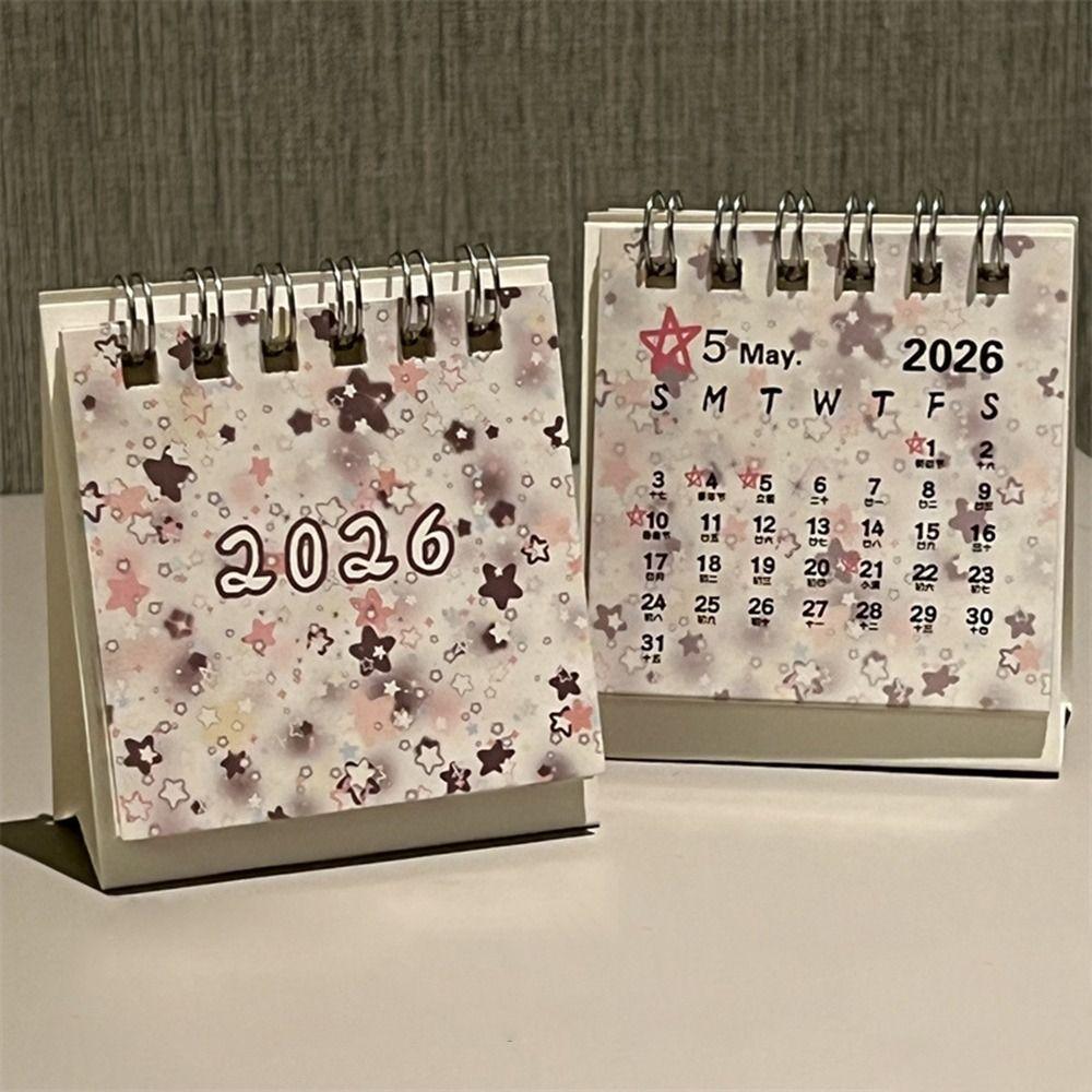 Mini 2026 Desk Calendar Stars Standing Calendar Cute Daily Planner  Office School Supplies