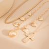 3pcs/set Cross Heart Pendant Necklace Herringbone Snake Chain Choker Accessories