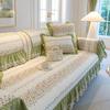 All-Cotton French Skirt-Edge Sofa Cushion, Year-Round Use, Rustic Non-Slip Pure Cotton Decor.