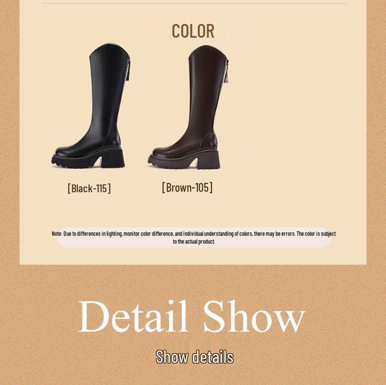 Women's Chunky Heel Over-the-Knee High Boots: 2025 Autumn/Winter Thick Sole Stovepipe, Hot Girl Style