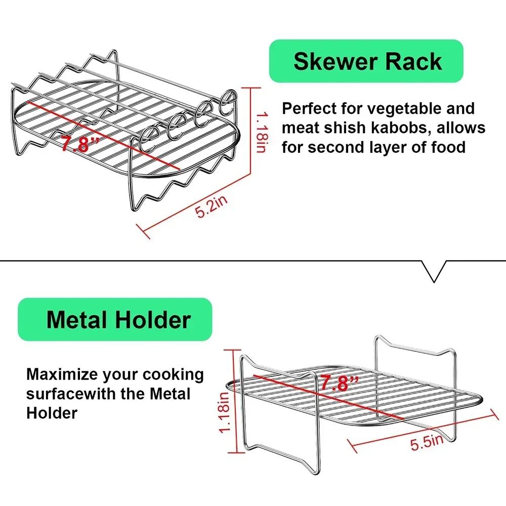 Stainless Steel Multifunctional Roasting Rack Compatible Airfryer Dehydrator BBQ Rack Steamer Roasting for Air Fryer Accessories