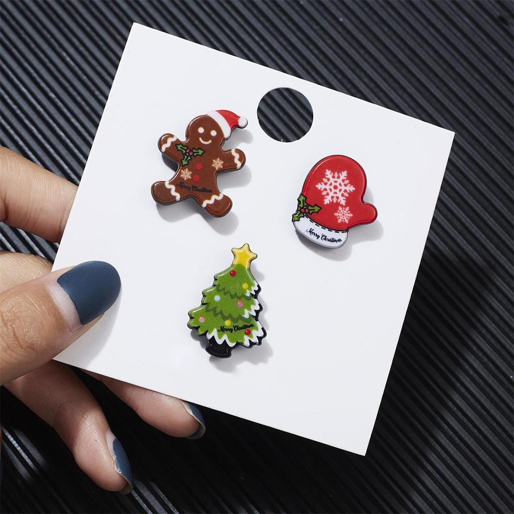 3/4Pcs/Set Merry Christmas Brooches For Women Acrylic Resin Xmas Tree Santa Claus Deer Snowman Lapel Pins New Year Party Jewelry