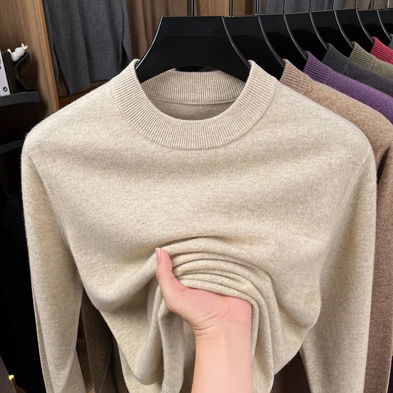Yiliteng Men's Casual Blended Cashmere Round Neck Pullover
