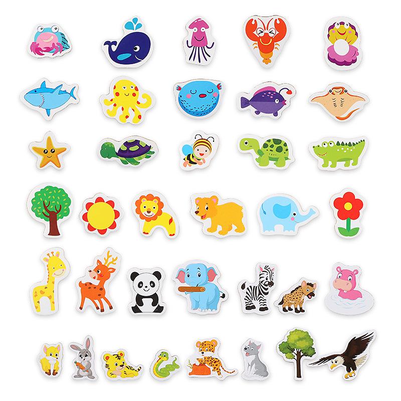 Creative Wooden Magnetic Animal Fridge Stickers for Children's Early Learning and Object Recognition