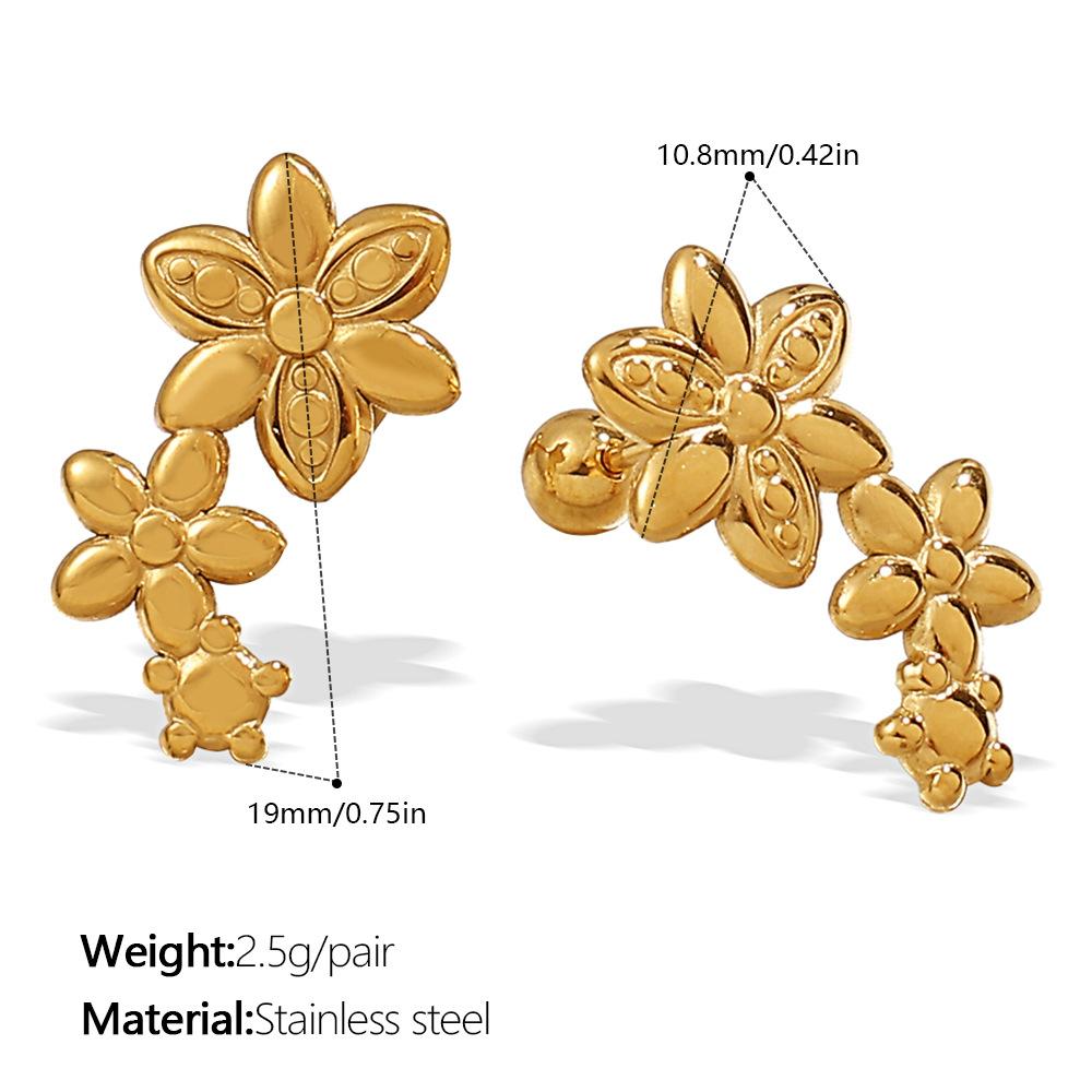 Stylish cute exquisite wind irregular shape stud earrings stainless steel gold plated variety earrings women