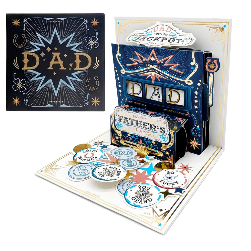 Creative Multicolor Happy Father's Day Greeting Cards with Envelop 3D Pop-Up Card Cartoon Pattern Congratulation Cards Gift