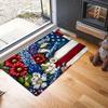 Flannel Sponge 0.47inch Thick - 1pc American Flag and Floral Pattern Kitchen Fl Mat, Non-Slip Floor Area Mat, Doormat for Entryw