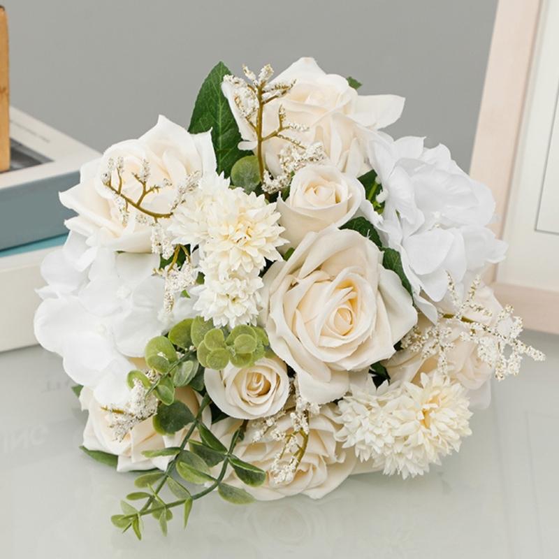 Simulation Artificial Flower Bridal Bouquet for Wedding Ceremony Anniversary Celebration Handheld Flower Photo Props