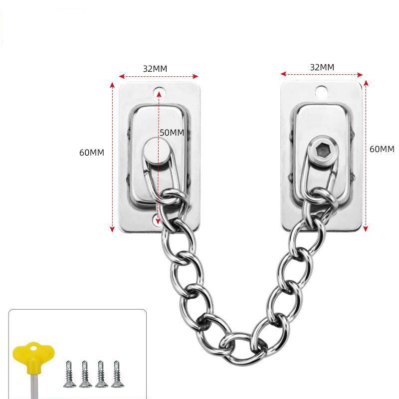 Stainless Steel Door Lock Family Door Lock Security Protection Security Door Chain Children'S Security