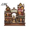 Handmade Style Christmas Decor Wooden Village House Desktop Ornament, 2D Flat Holiday Tabletop Plaque Preassembled Ornaments with Base, Vintage Street