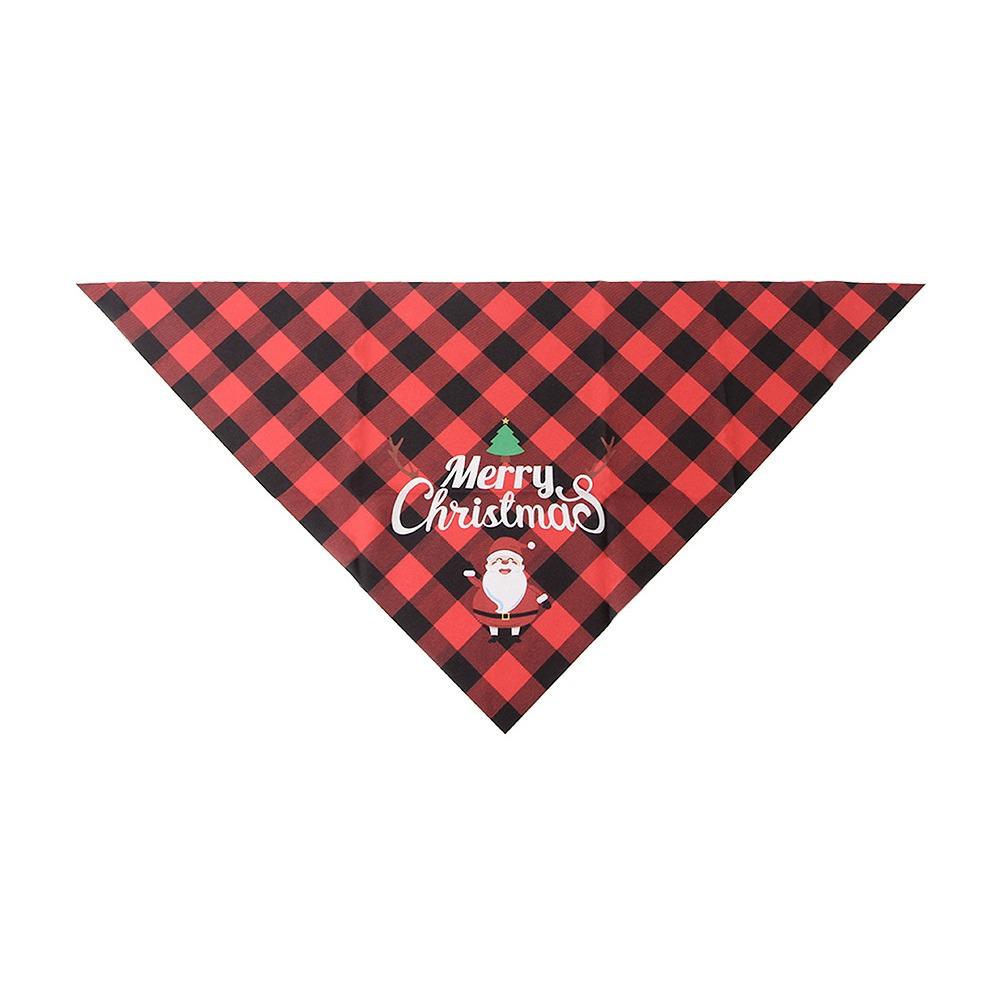 Red Green Grid Dog Saliva Towel Santa Claus Triangle Bandana Christmas Dog Scarf  Holiday Party