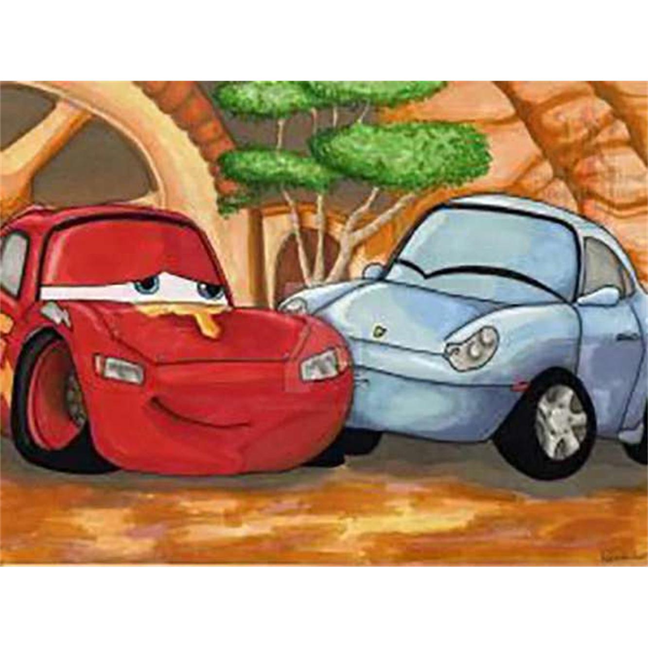 Disney Cartoon Auto Bastelset Quadratisches Puzzle Künstliche Diamantmalerei 5D Kunst Mosaik Stich Dekor Haus Pixel Raum Zuhause Groß Round 40x50cm