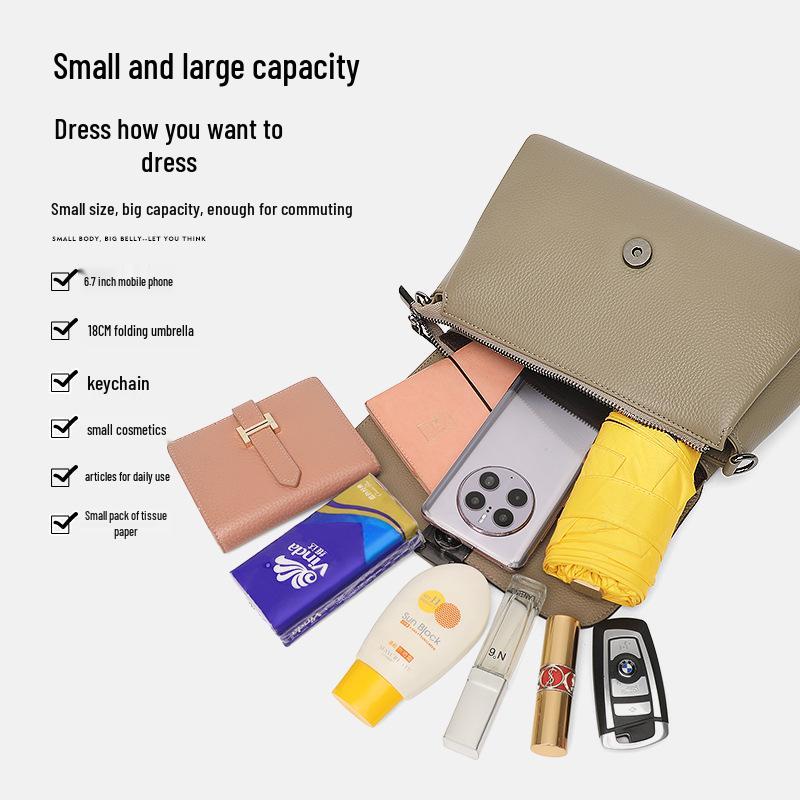 Borsa a Tracolla da Donna in Vera Pelle - Alla Moda, Versatile, Borsa a Spalla Antifurto per Mamme, Piccola Taglia, Estate 2026