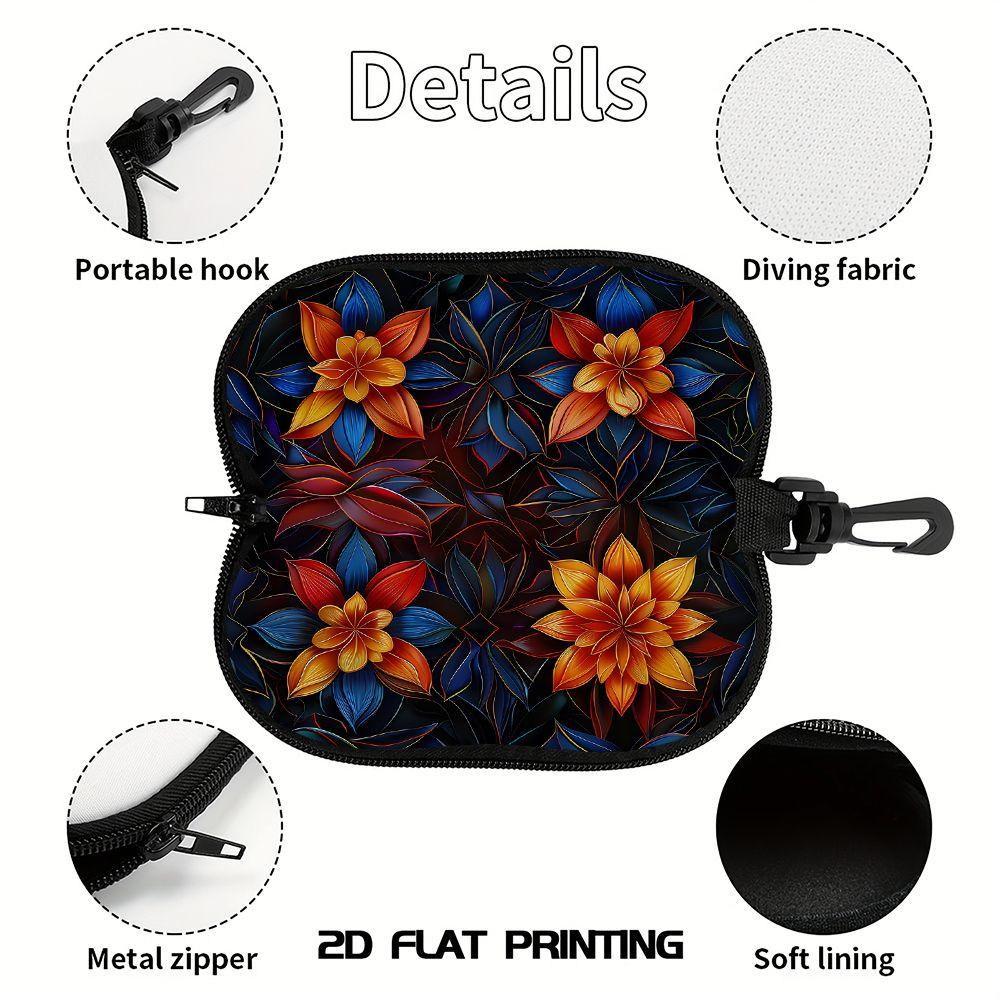2D-Vintage Botanical Floral Print Protective Eyewear Holder, Sunglasses Case, Portable Zipper Eyeglass Organizer, Stylish Travel Eyewear Gift for Wome