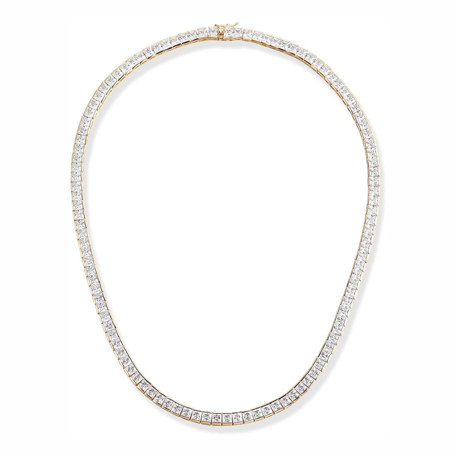 Herren Neue Kupfer Zirkon Tennis Kette - 4mm*4mm Quadratische Glieder Unisex Hip Hop Halskette