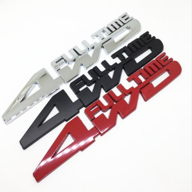 1 Pc Car Styling 3D Metal 4WD FULL TIME Side Fender Emblem Rear Trunk Sticker Decals For Auto Styling Badge Accessories