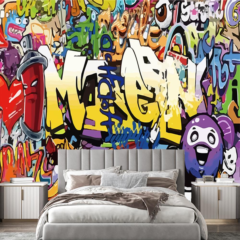 3D Graffiti Tapete Großes Graffiti Wandbild für Schlafzimmer Wohnzimmer Esszimmer Graffiti Wandbilder