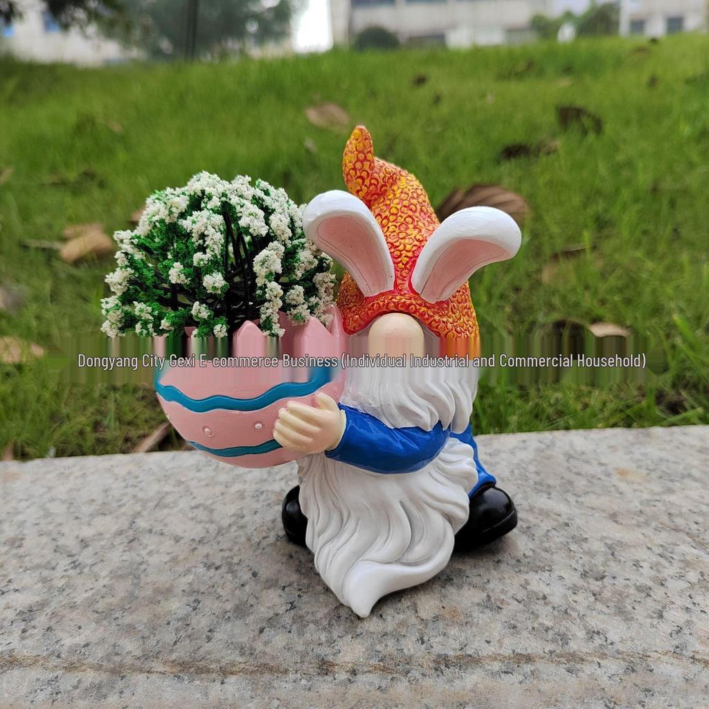 Bedårande sittande stor mage blomkruka skulptur för trädgård eller gräsmatta