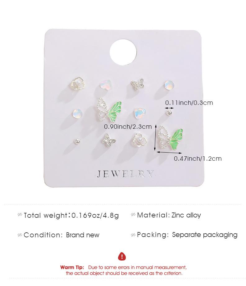 Cute Y2K Butterfly Star Lovely Pearl Stud Earrings for Women Girls Exquisite Mini Earrings Crystal Earrings Set Jewelry Gift