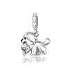 S925 Silver Cute Dog Charms Bead Keychain Animal Puppy Teddy Yorkshire Terrier Crab Paw Whale Rooster Snake Crocodile Jewelry