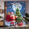 Set Of 2 Christmas Santa Claus Tree Pattern Printed Curtains Decorations Home Room Curtain Polyester Modern